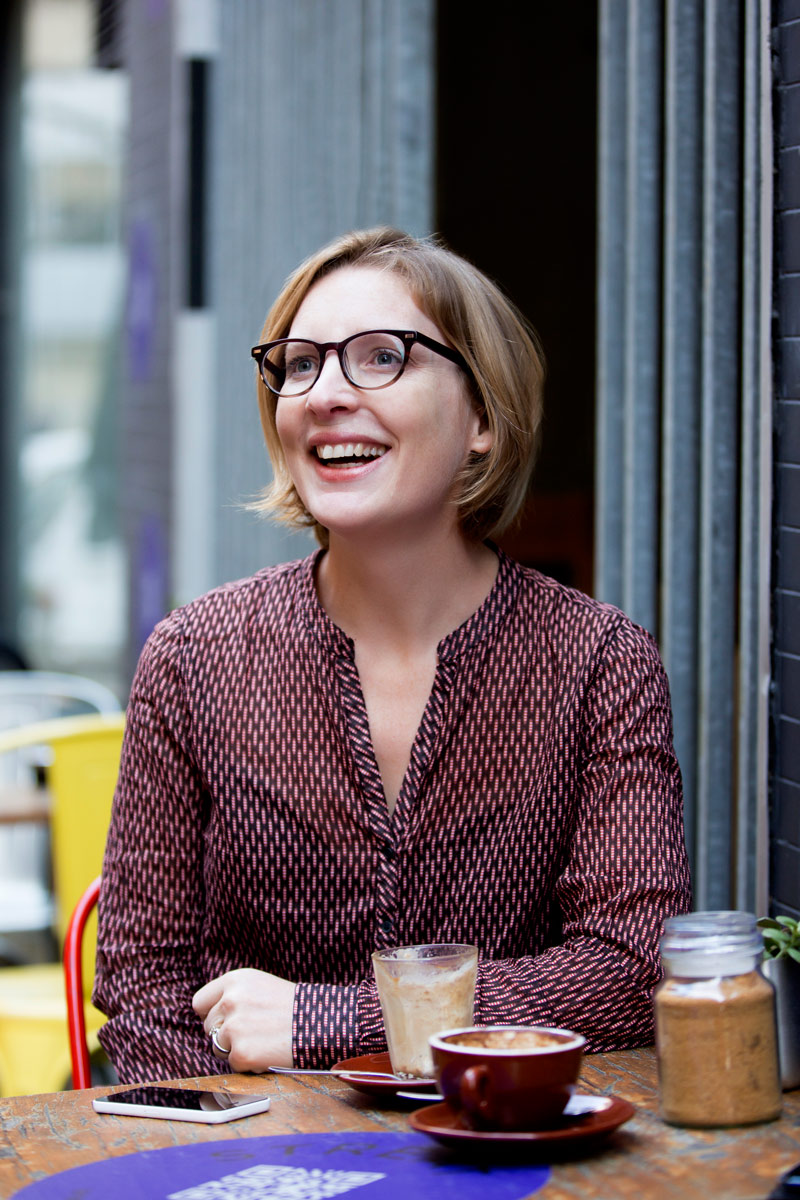 Cafe candid portrait in Melbourne laneway