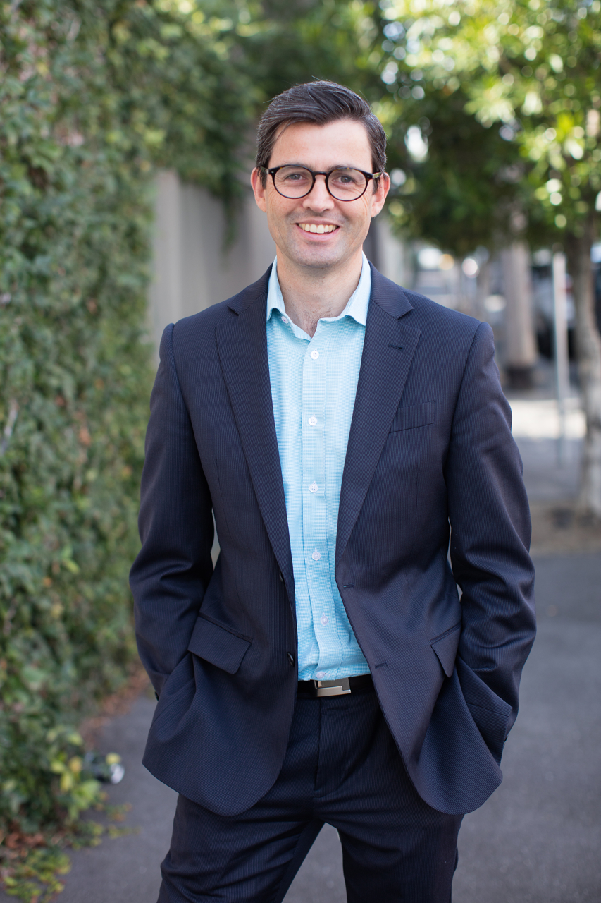 Natural relaxed outdoor business portrait