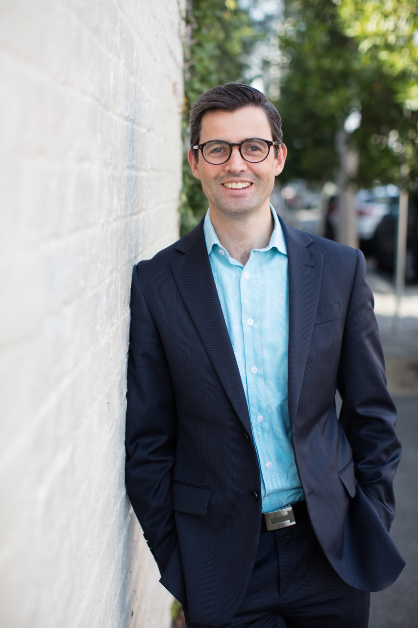 Relaxed Melbourne business portrait outdoors